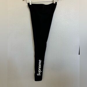 Supreme Black Leggings with White Logo on Left leg. EUC